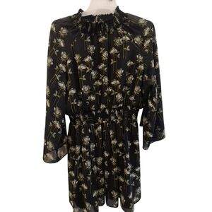 Rachel Roy Womens Floral Black Dress Size XXL